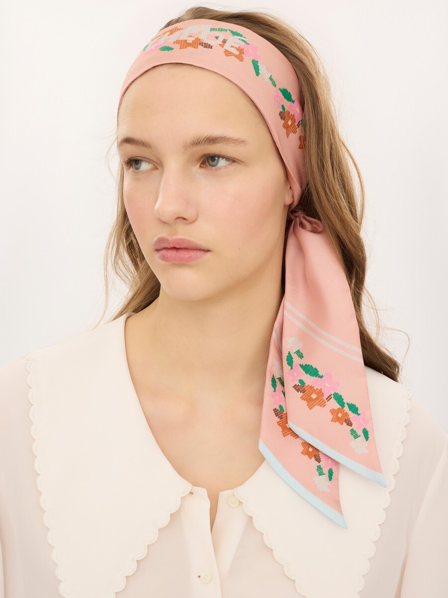 The Chlo&eacute; Parrot bandeau scarf in silk twill - 5