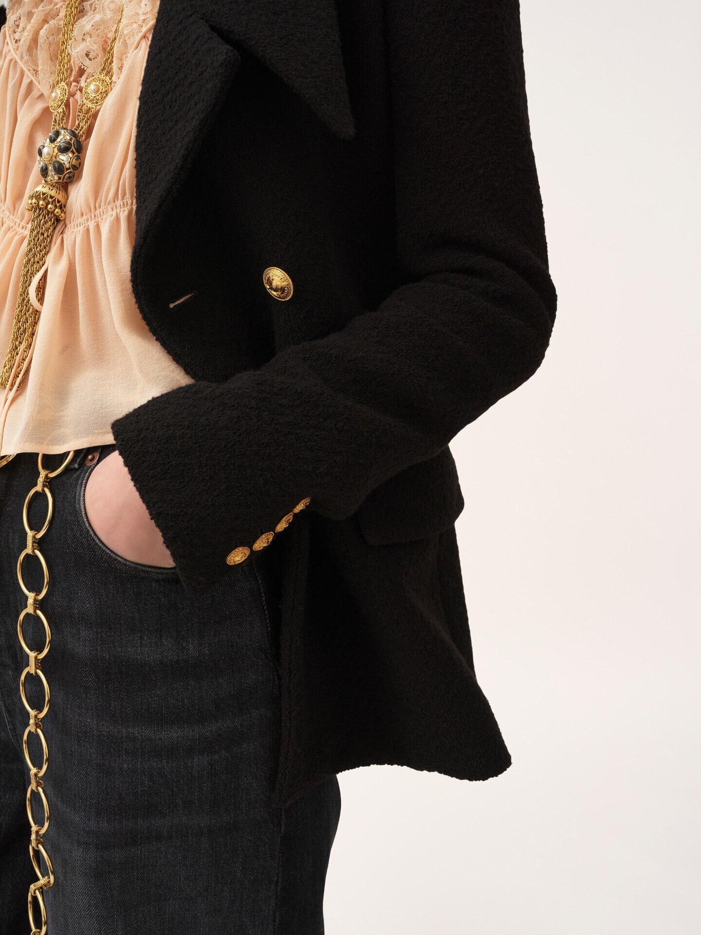Veste blazer crois&eacute;e en laine boucl&eacute;e - 9