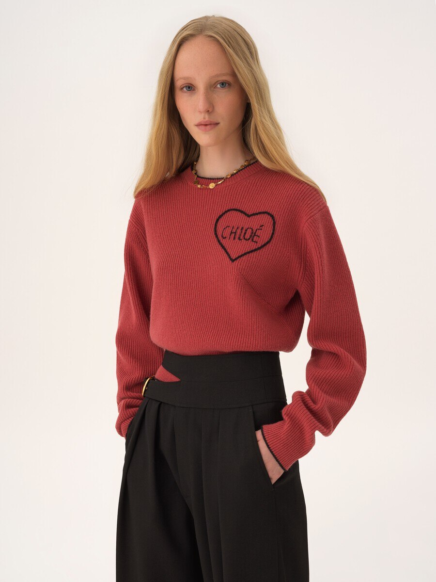 Cropped fitted logo jumper in a wool knit - 4