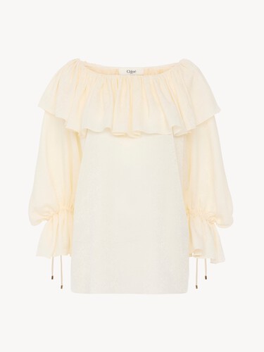 Ruffled flowy top in silk jacquard - 2
