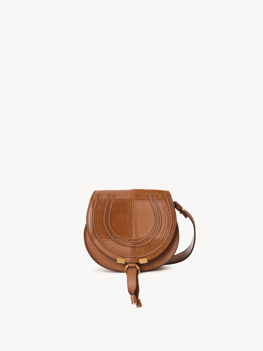 Small Marcie saddle bag in grained & suede leather - 2