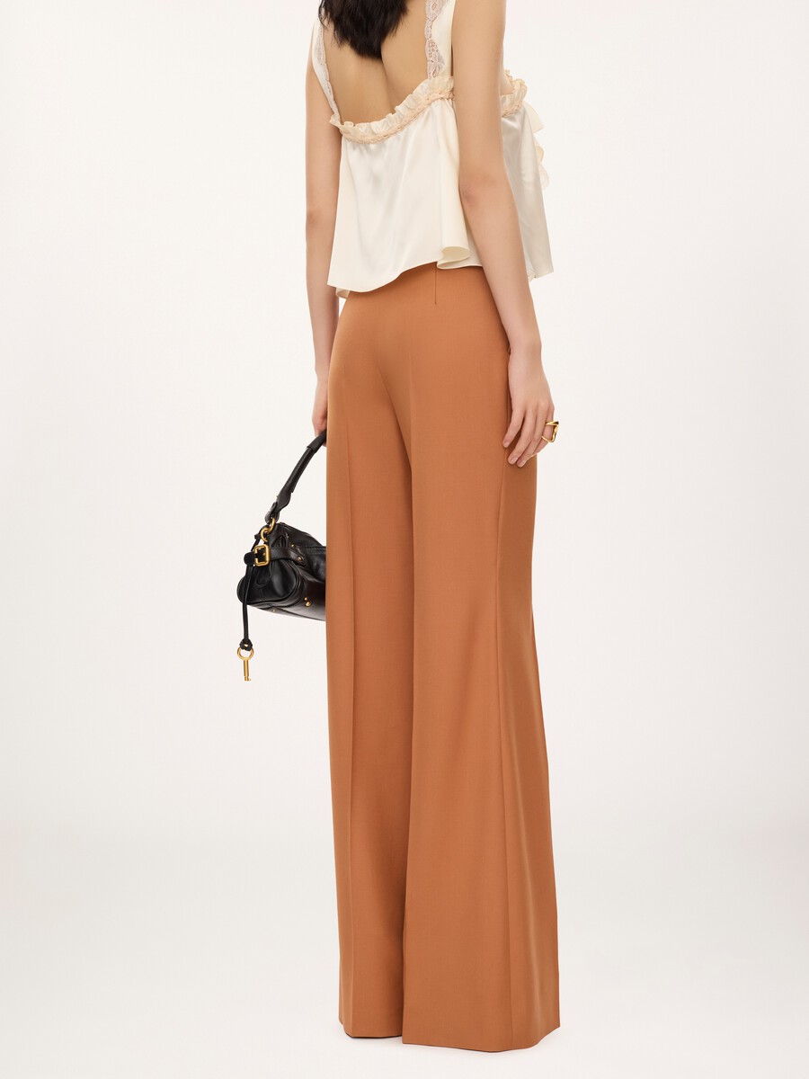 High-rise flared trousers in wool gabardine - 5