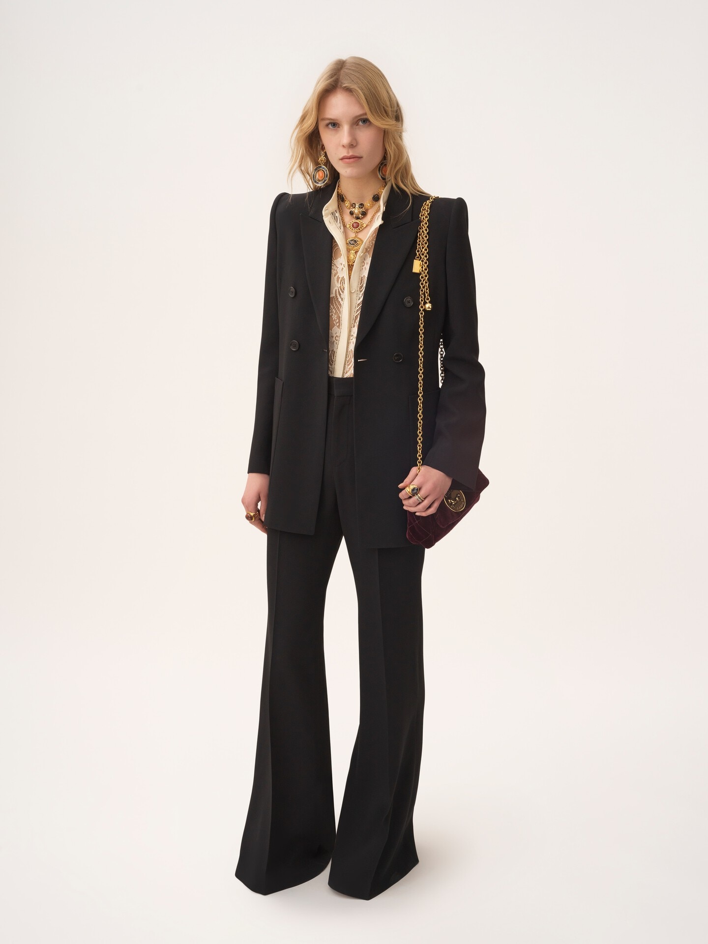 Veste blazer crois&eacute;e en cr&ecirc;pe - 3