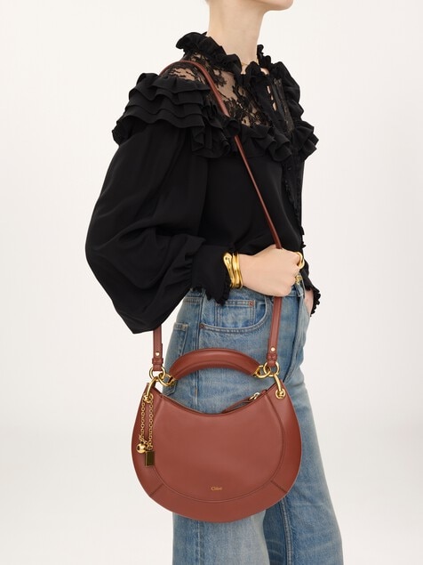 Petit sac hobo zipp&eacute; Chlo&eacute; Banana en cuir lisse