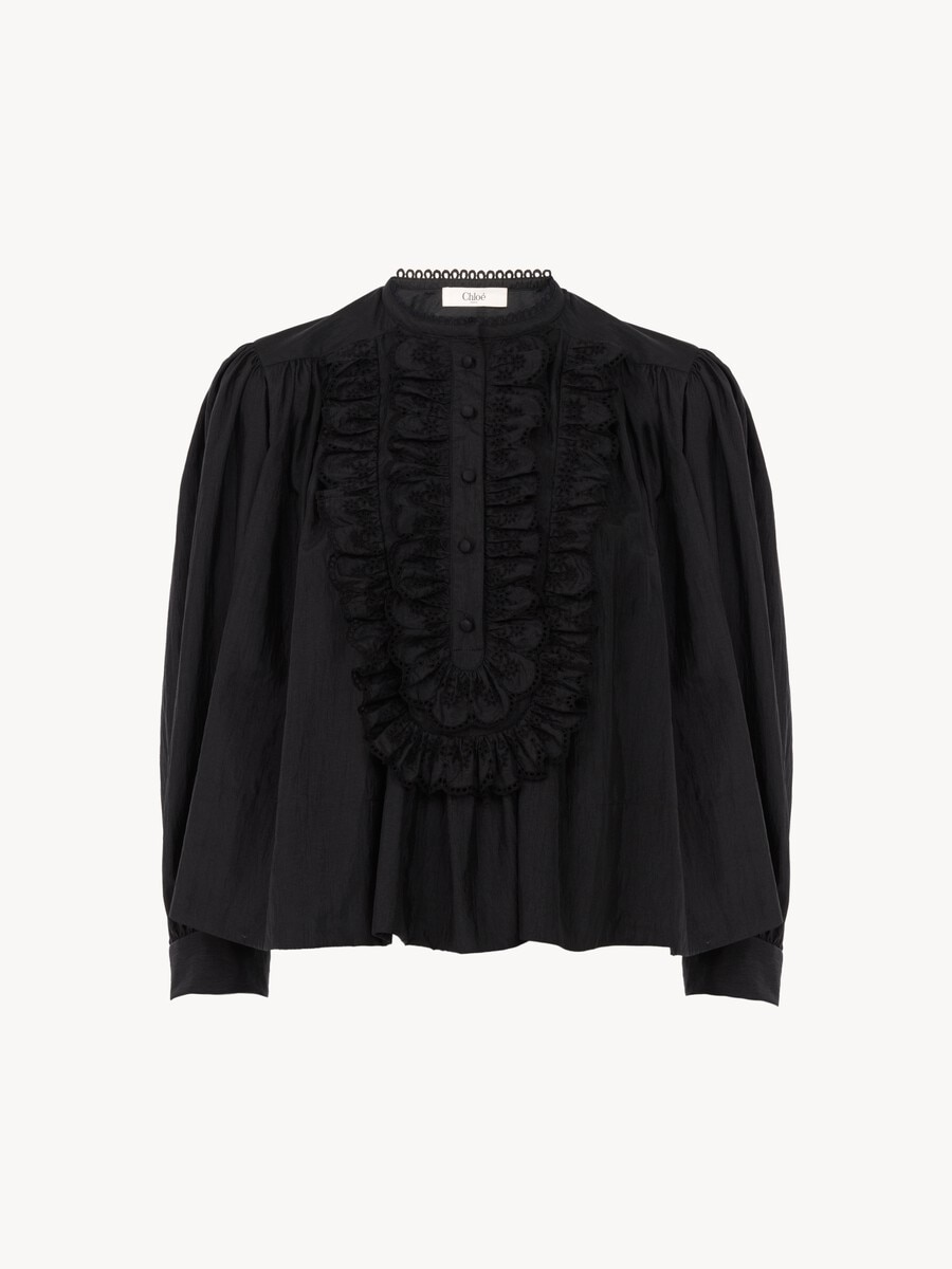 Gathered ruffled top in technical taffeta - 2