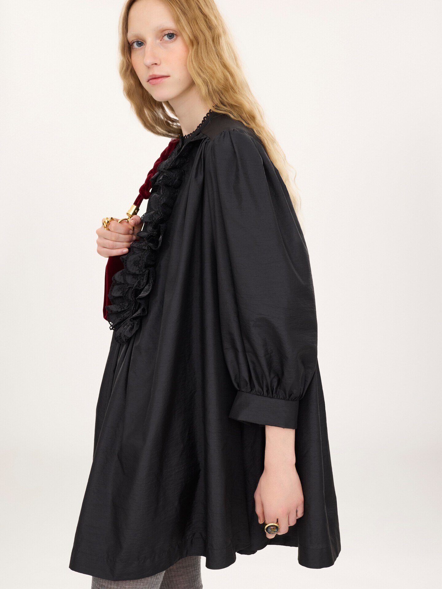 Long-sleeve mini dress in technical taffeta - 5.0