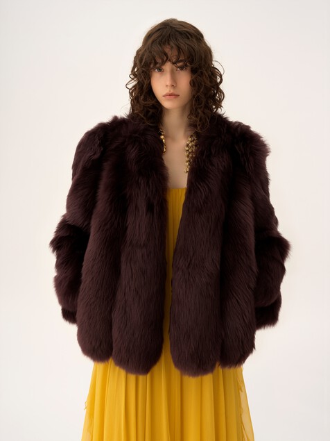 Cappotto corto oversize in shearling