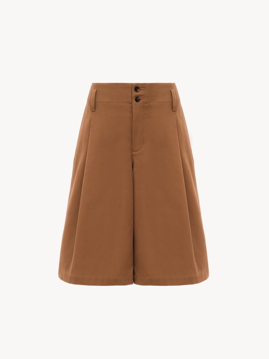 High-rise wide-leg bermuda shorts in cotton - 2