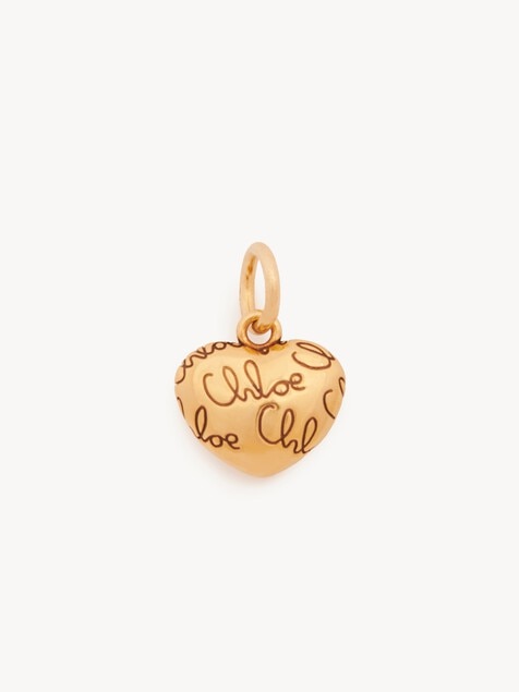 Alphabet heart logo charm in brass