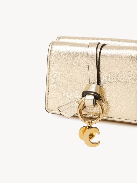 Mini Alphabet tri-fold in metallized leather