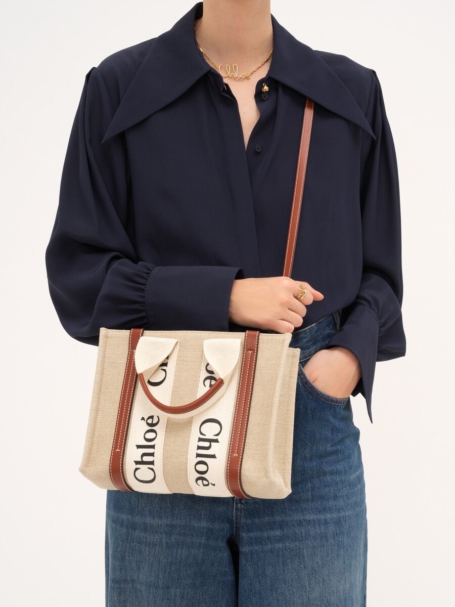 Bolso tote peque&ntilde;o Woody de lino - 3