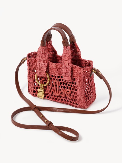 Mini Summer Banana east-west tote bag in raffia