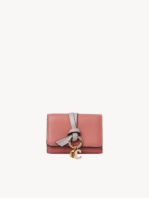 Mini Alphabet tri-fold in grained leather