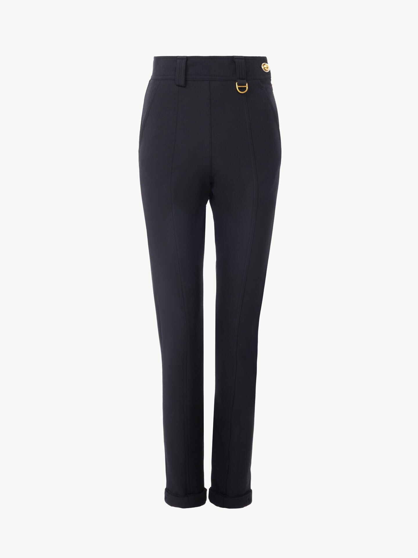 High-rise fitted pants in stretch tricotine - 2.0