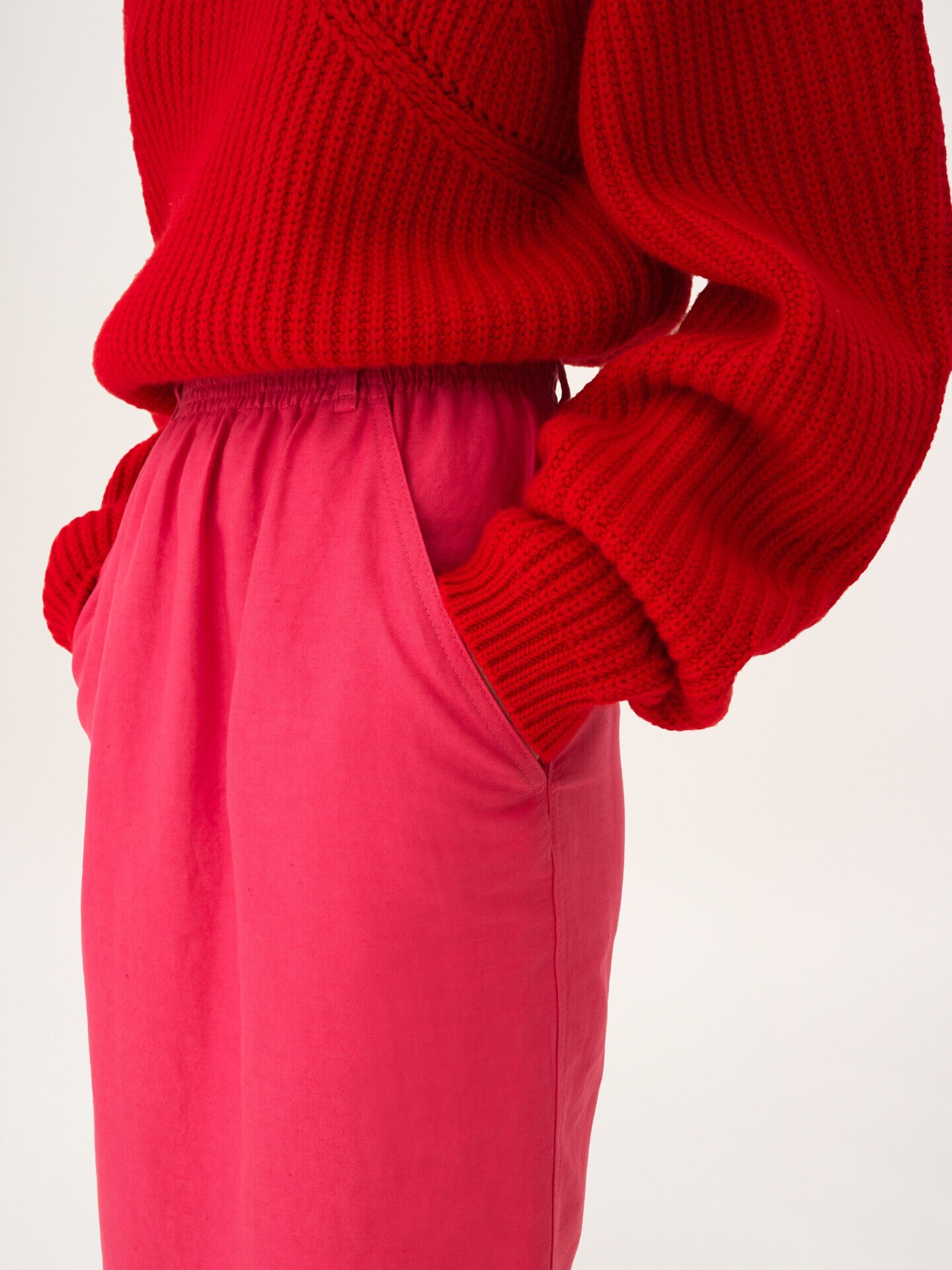 Jupe crayon midi en gabardine de coton m&eacute;lang&eacute; - 8