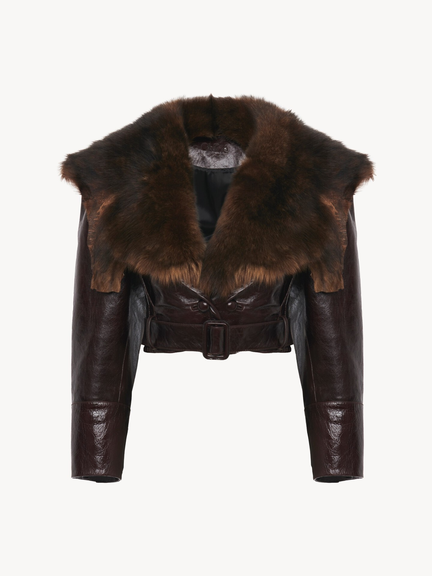 K&ouml;rperbetont geschnittene Cropped-Jacke aus Leder - 2