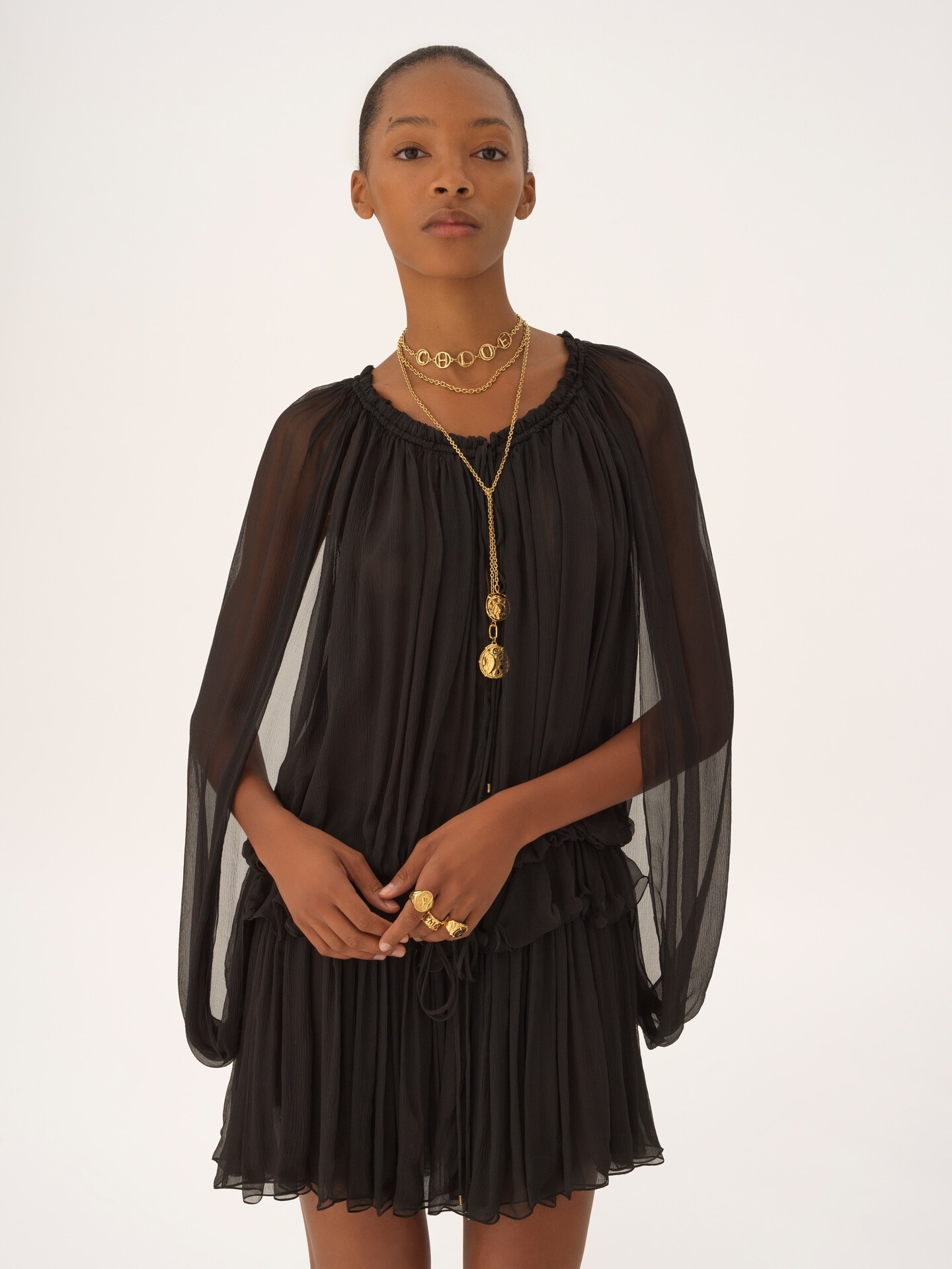 Minivestido capa de muselina de seda - 4