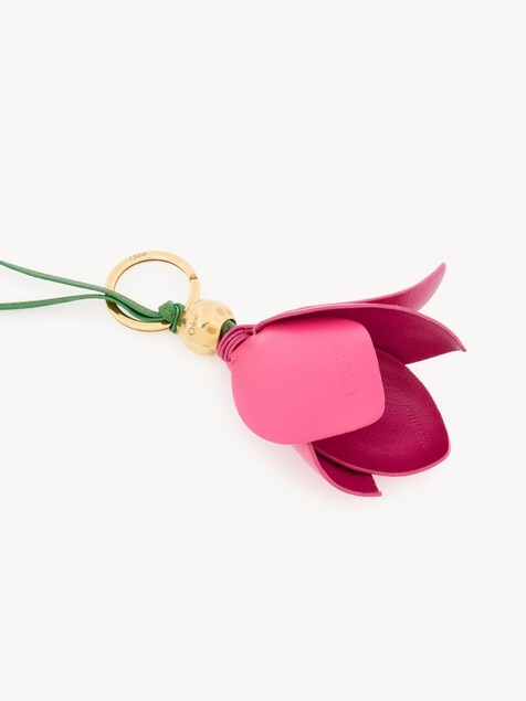 グレインレザー製Chlo&eacute; Symbols Tulipキーリング バッグチャーム