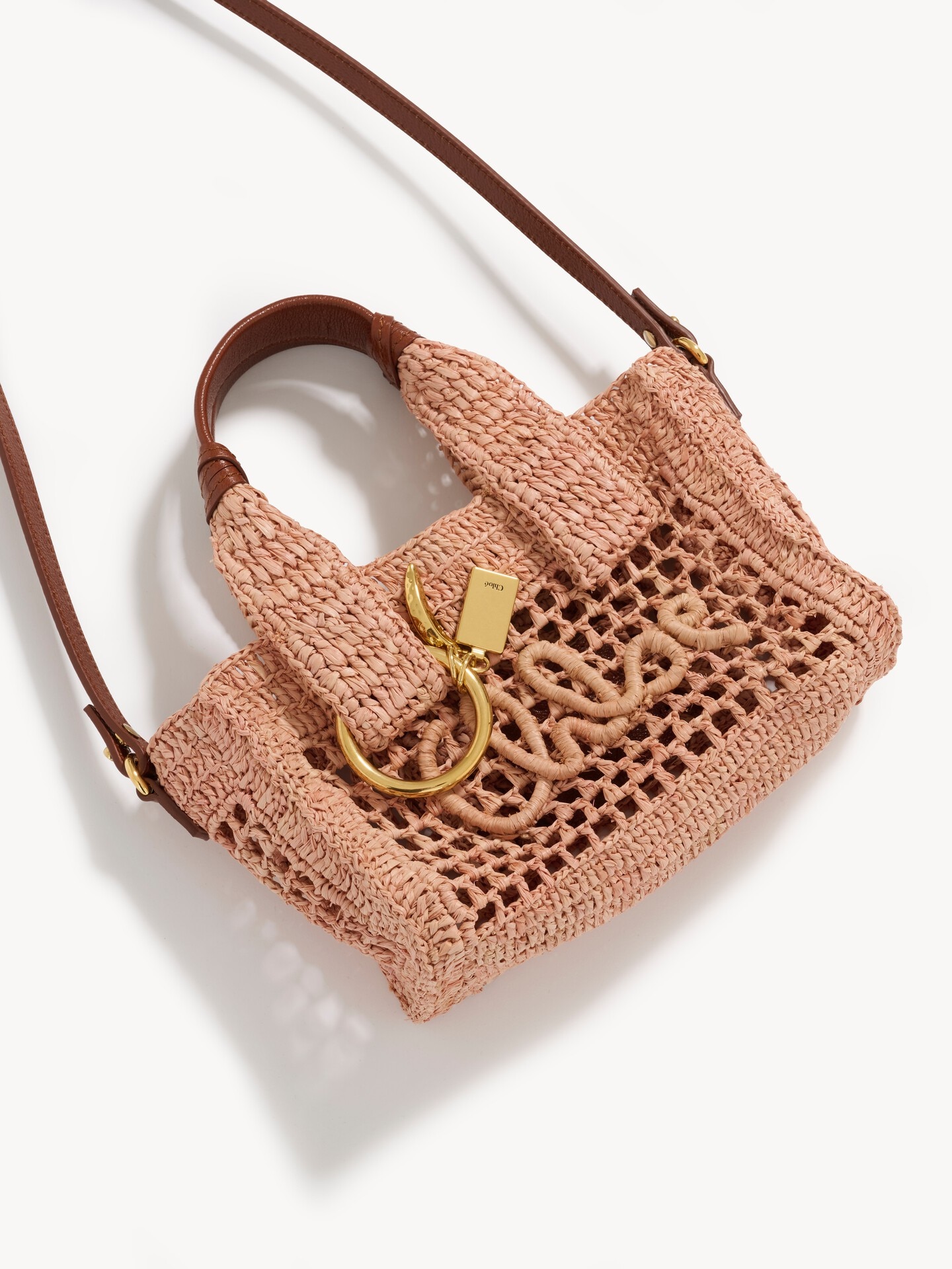 Mini Summer Banana east-west tote bag in raffia - 6