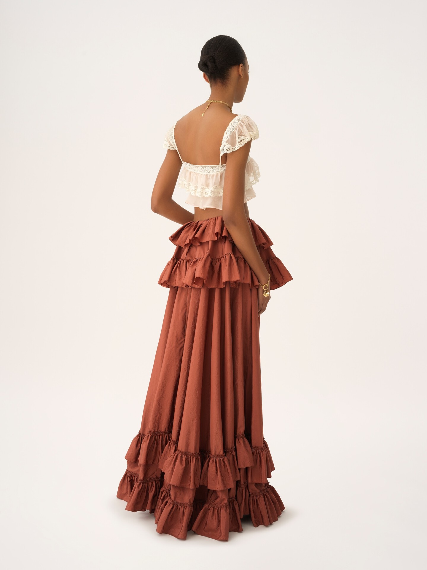 Tiered maxi skirt in washed silk taffeta - 5
