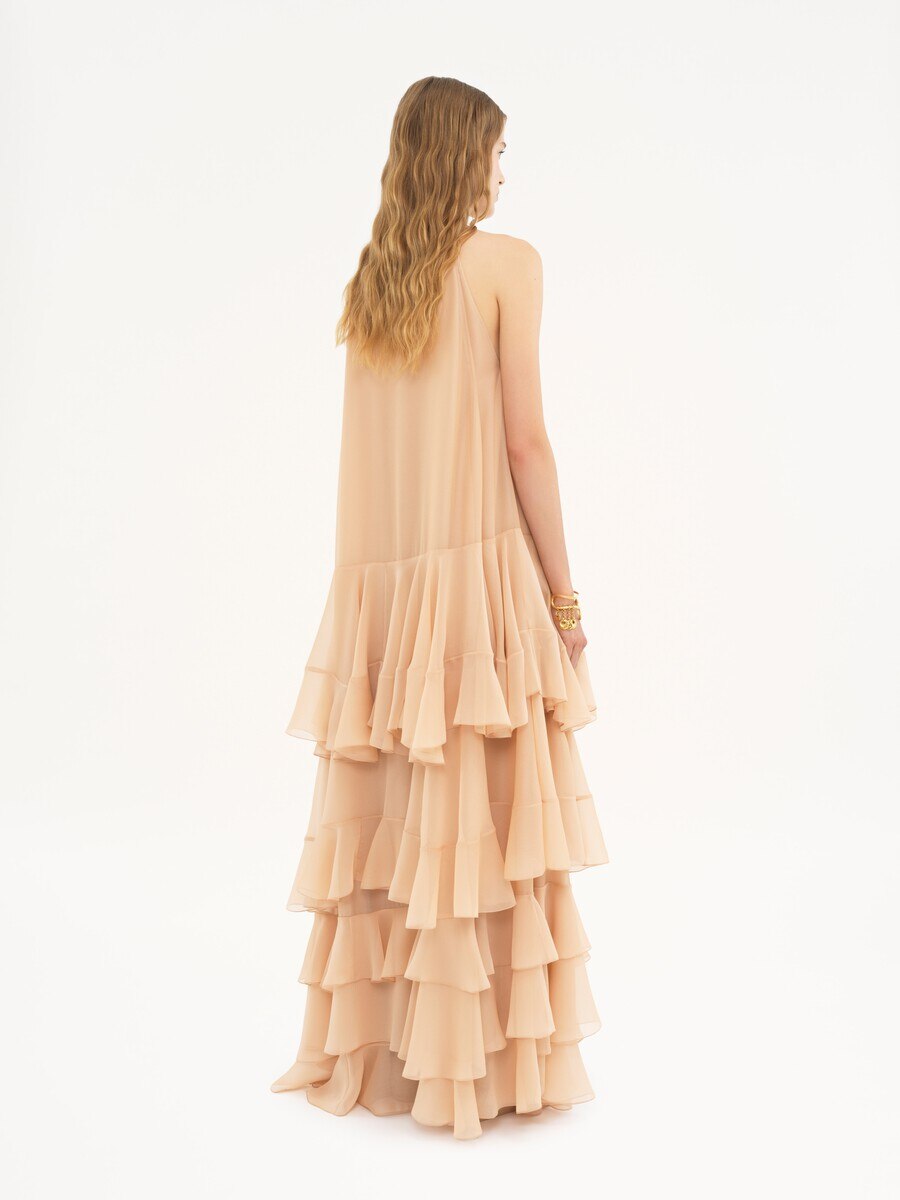 Maxivestido estratificado de georgette de seda - 4