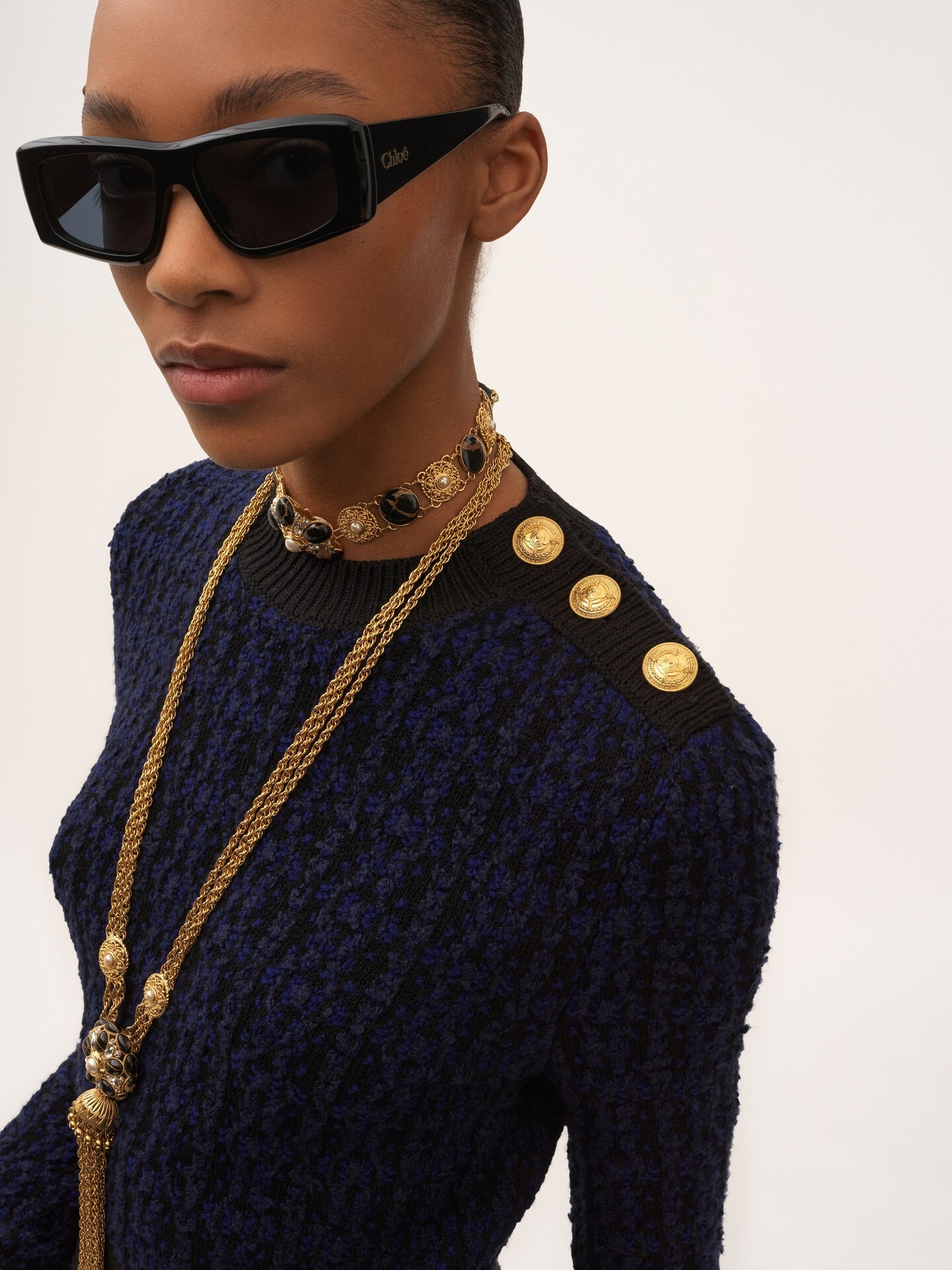 Pull col montant droit en maille de laine et soie - 6