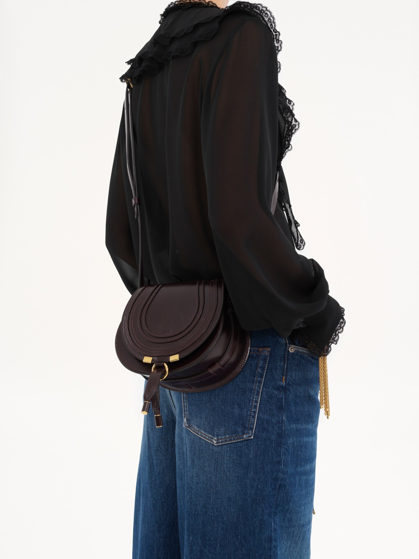 Small Marcie saddle bag in shiny leather - 3