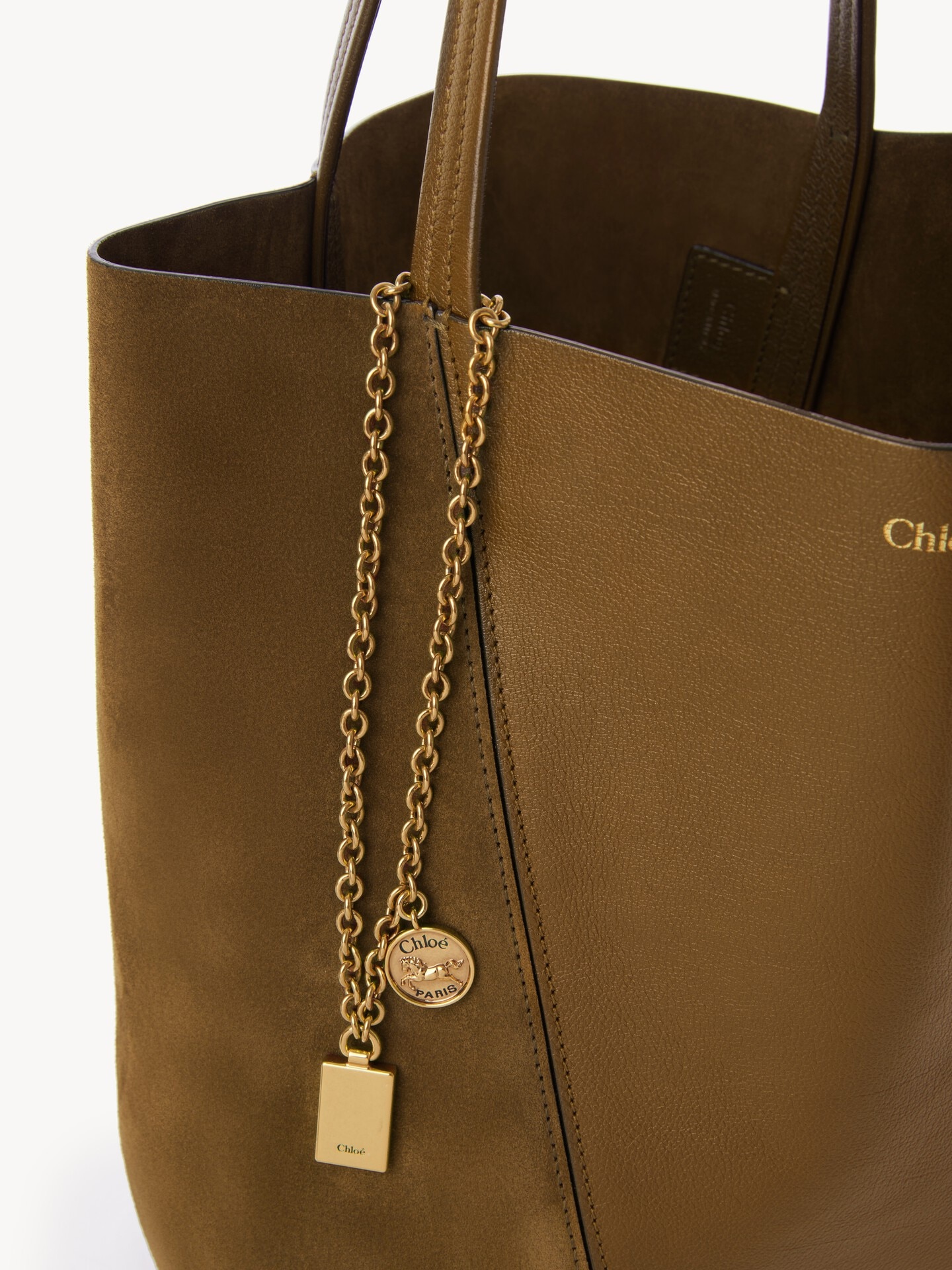 Sac cabas Chlo&eacute; Spin en cuir grain&eacute; et cuir velours - 5