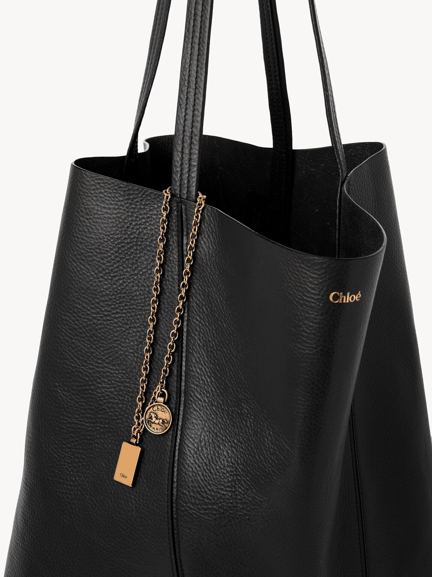 Large Chloé Spin tote bag in grained leather - 6