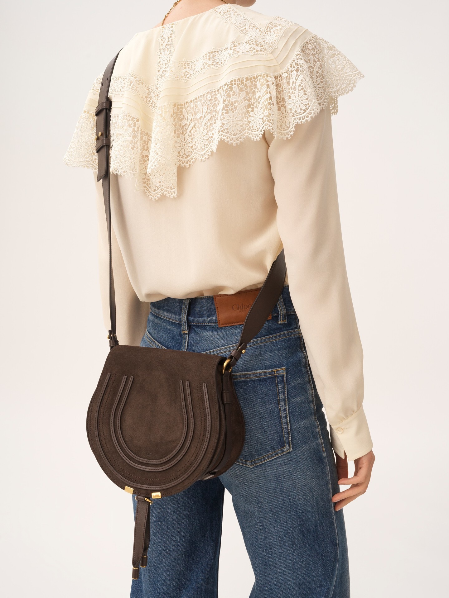 Marcie saddle bag in suede leather - 3