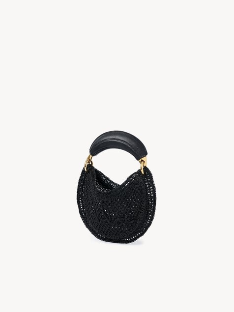 Minibolso hobo Summer Banana de croch&eacute; con purpurina