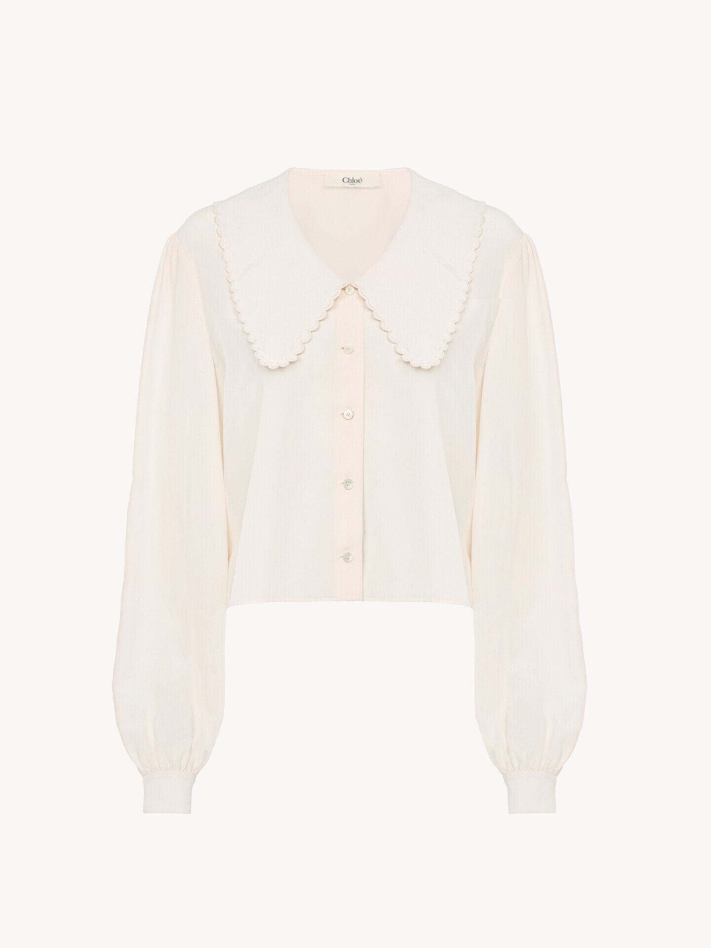 Puff-sleeve blouse in cr&ecirc;pe de chine - 2