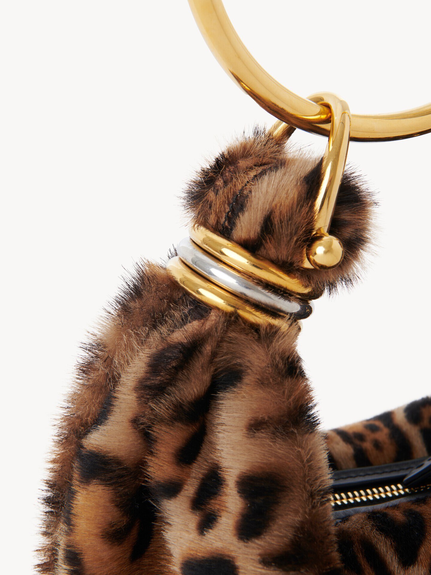Mini Bracelet Hobo bag in leopard-print shearling - 6.0