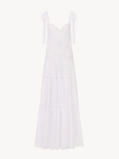 Tiered long dress in cotton voile