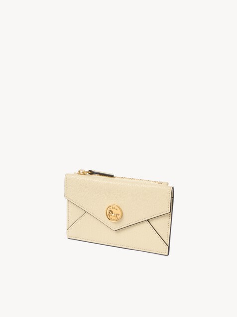 Small Envelope purse with card slots in grained leather