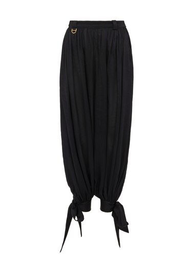 Pameo pose 【TRAPEZE】NYLON SHAKA PANTS Fluid pleated pants in silk charmeuse Black - Chloé