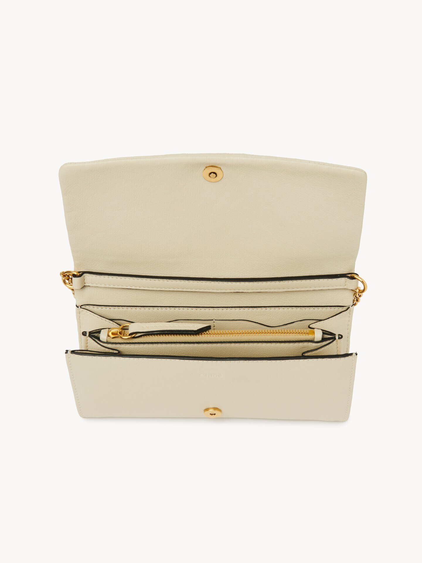 Chlo&eacute; Spin flap wallet on chain in grained leather - 6