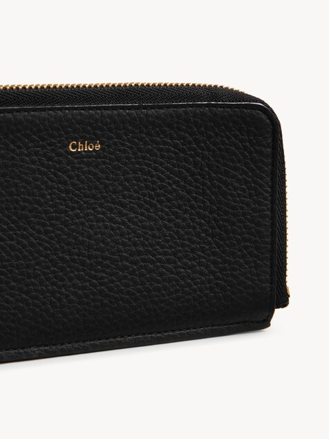 Alphabet wallet in grained leather