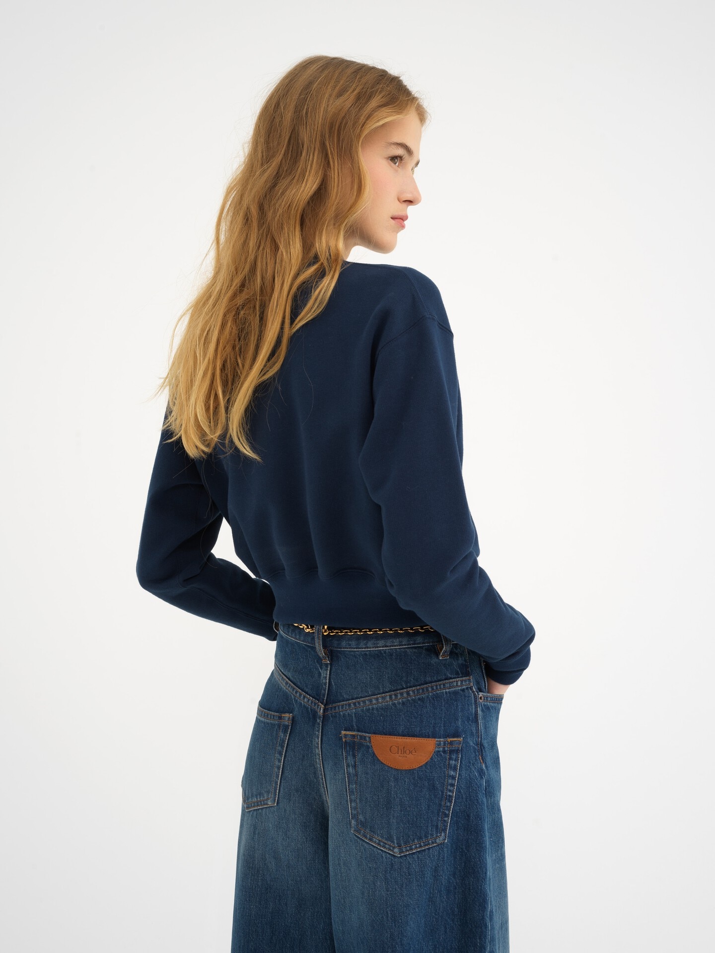 Mock-neck logo sweater in cotton fleece - 5