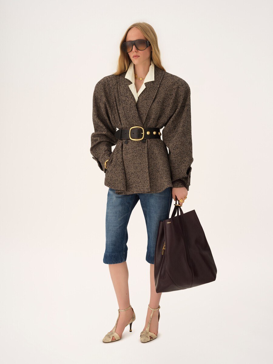 Large sac cabas Chlo&eacute; Spin en cuir grain&eacute; - 6