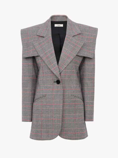 Single-breasted tailored jacket in Prince of Wales wool