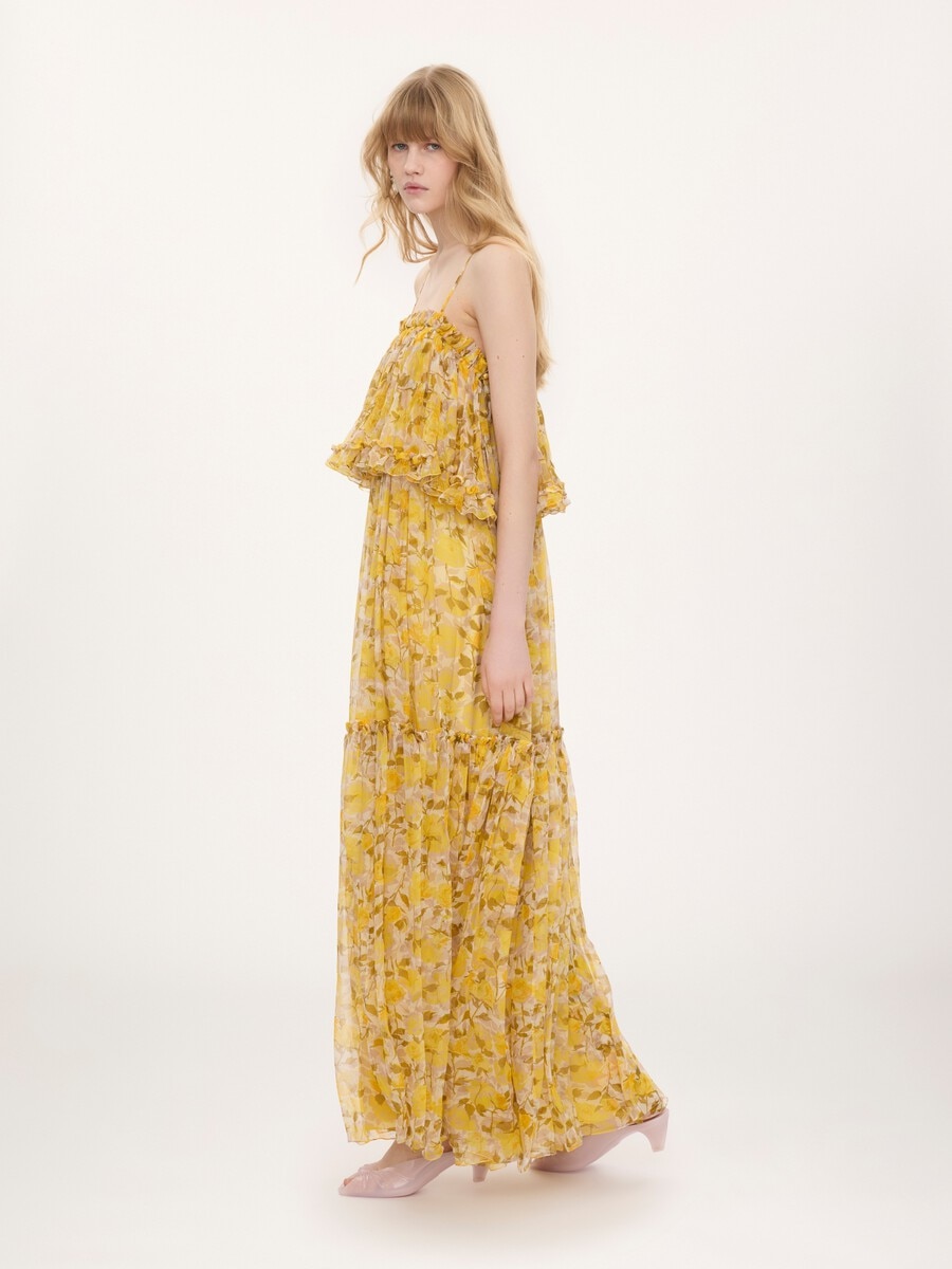 Thin-strap long dress in silk mousseline - 7