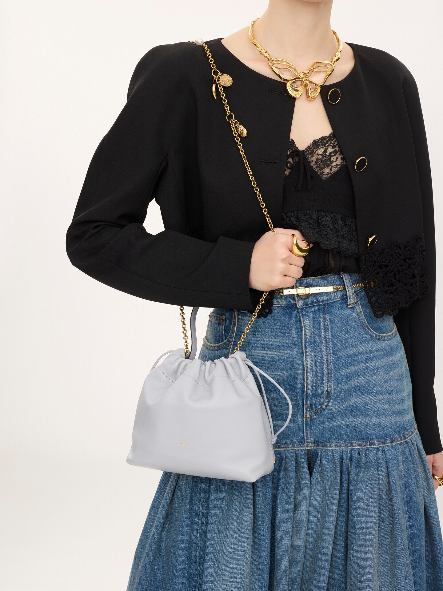 Small Chlo&eacute; Icons shoulder bag with chain in soft leather - 3