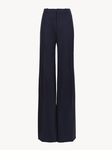 Pantalon tailleur &eacute;vas&eacute; en laine stretch