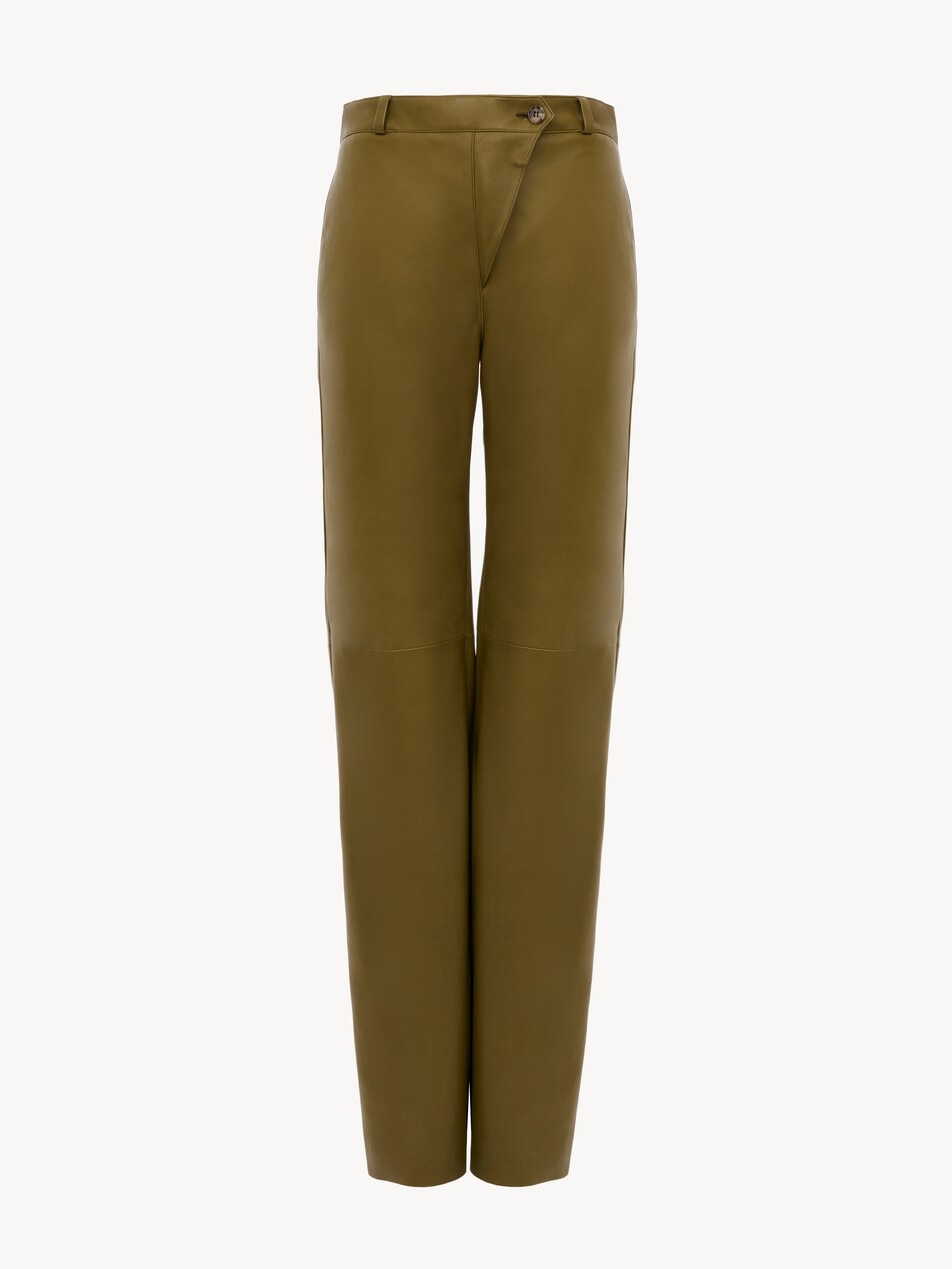 Straight trousers in leather