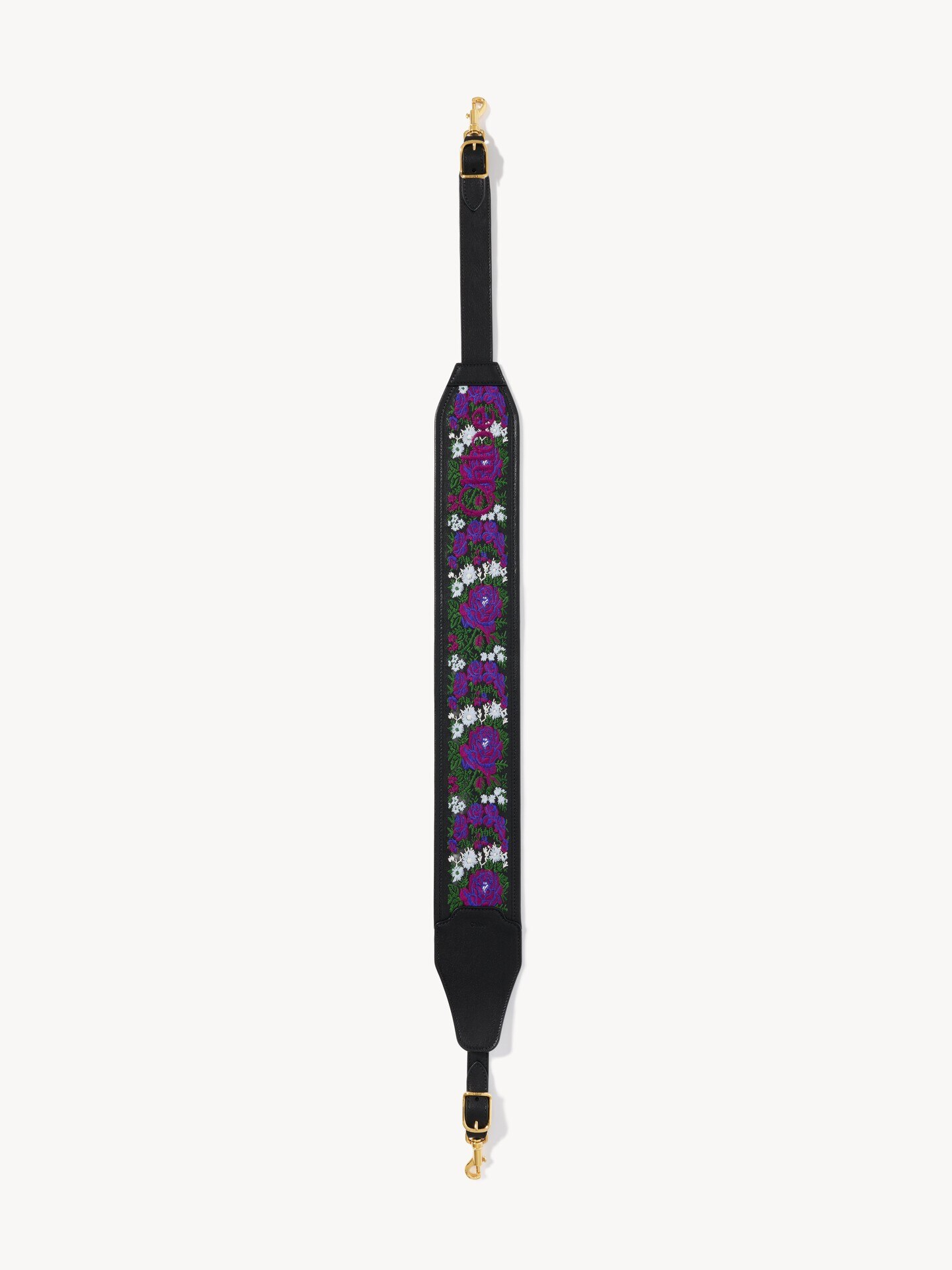 Grained leather strap with rose embroidery - 1.0
