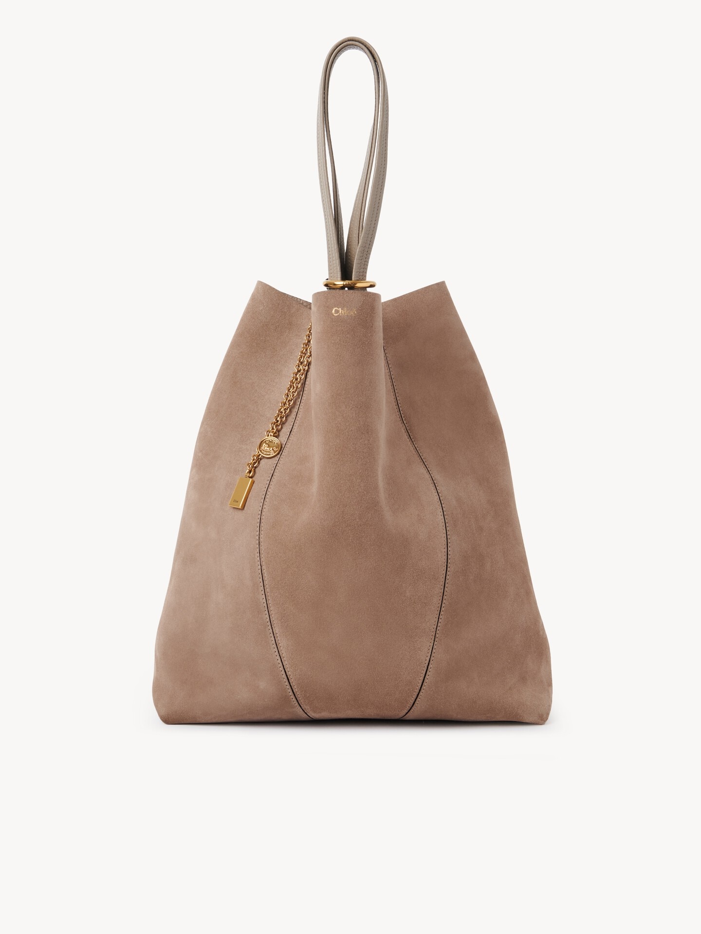 Large Chlo&eacute; Spin tote bag in suede leather - 2.0