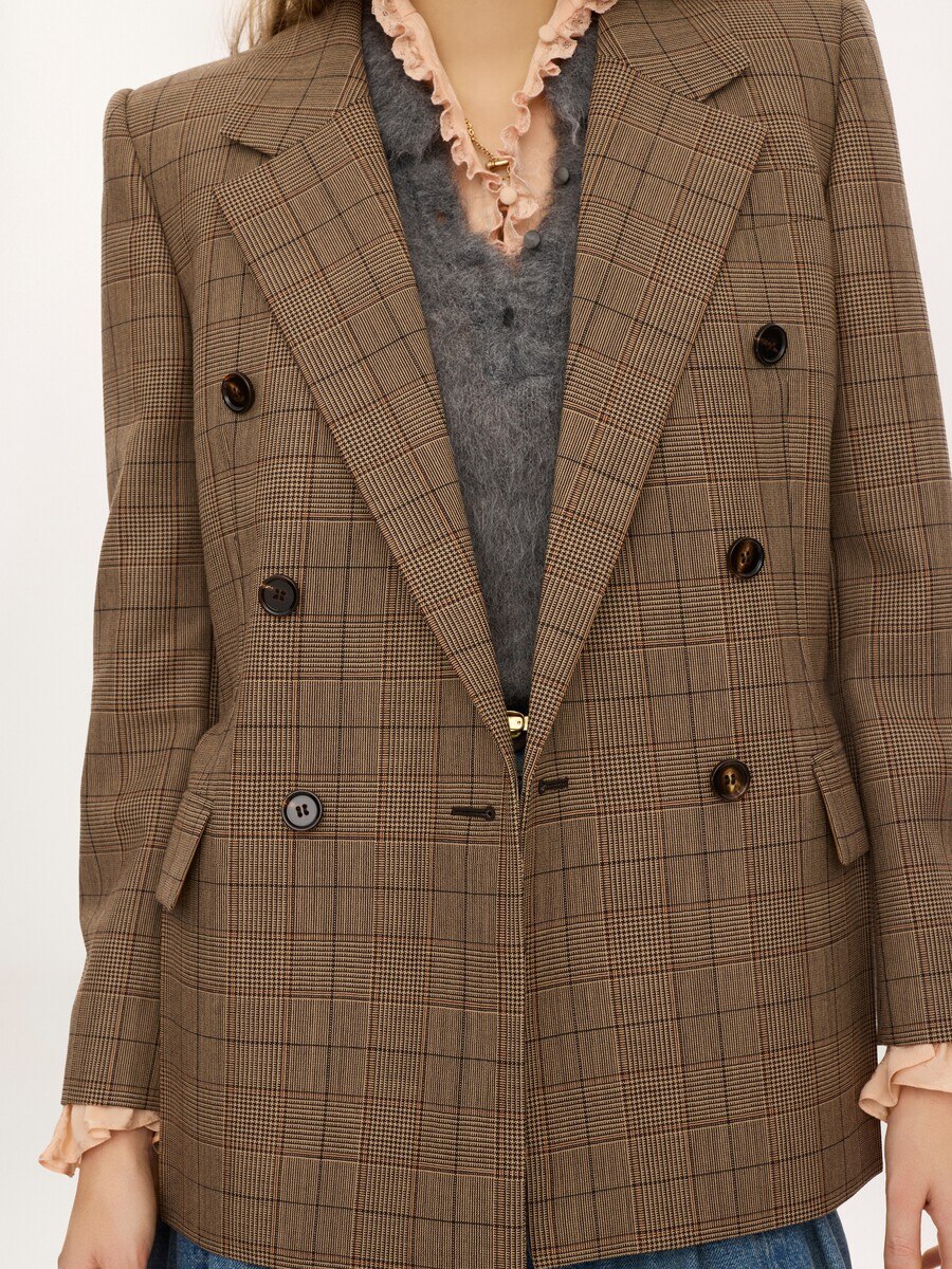 Double-breasted tailored jacket in check wool - 5