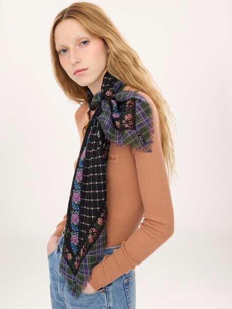 The Chlo&eacute; Folk square scarf in wool