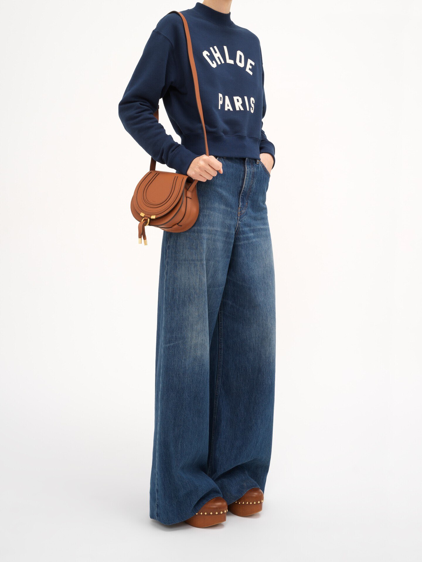 グレインレザー製Marcieスモールサドルバッグ Tan - Chloé